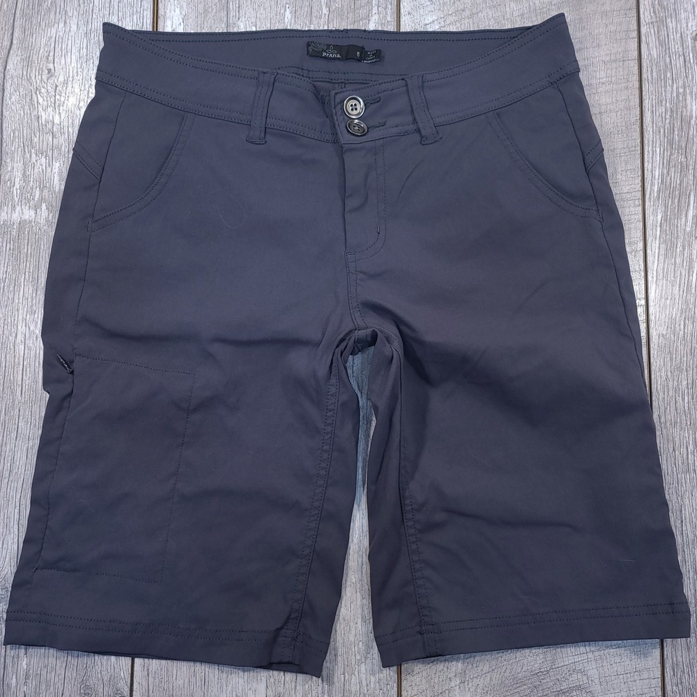 Prana Halle Shorts Women 6 Gray Stretch Zion Hiking Outdoor Casual